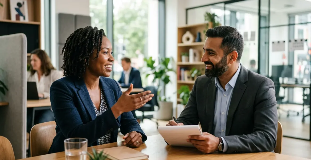 Professionelle Business-Kommunikation zwischen Menschen in modernem Arbeitsumfeld