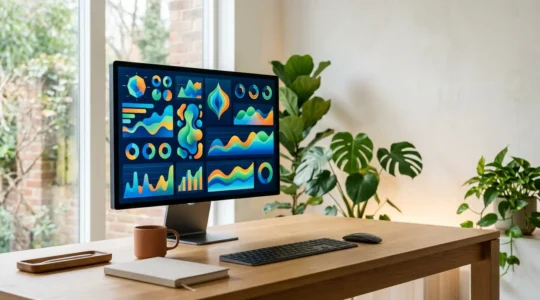Professionelles Dashboard zeigt Social-Media-Kennzahlen und Marketing-Metriken zur Strategiebewertung